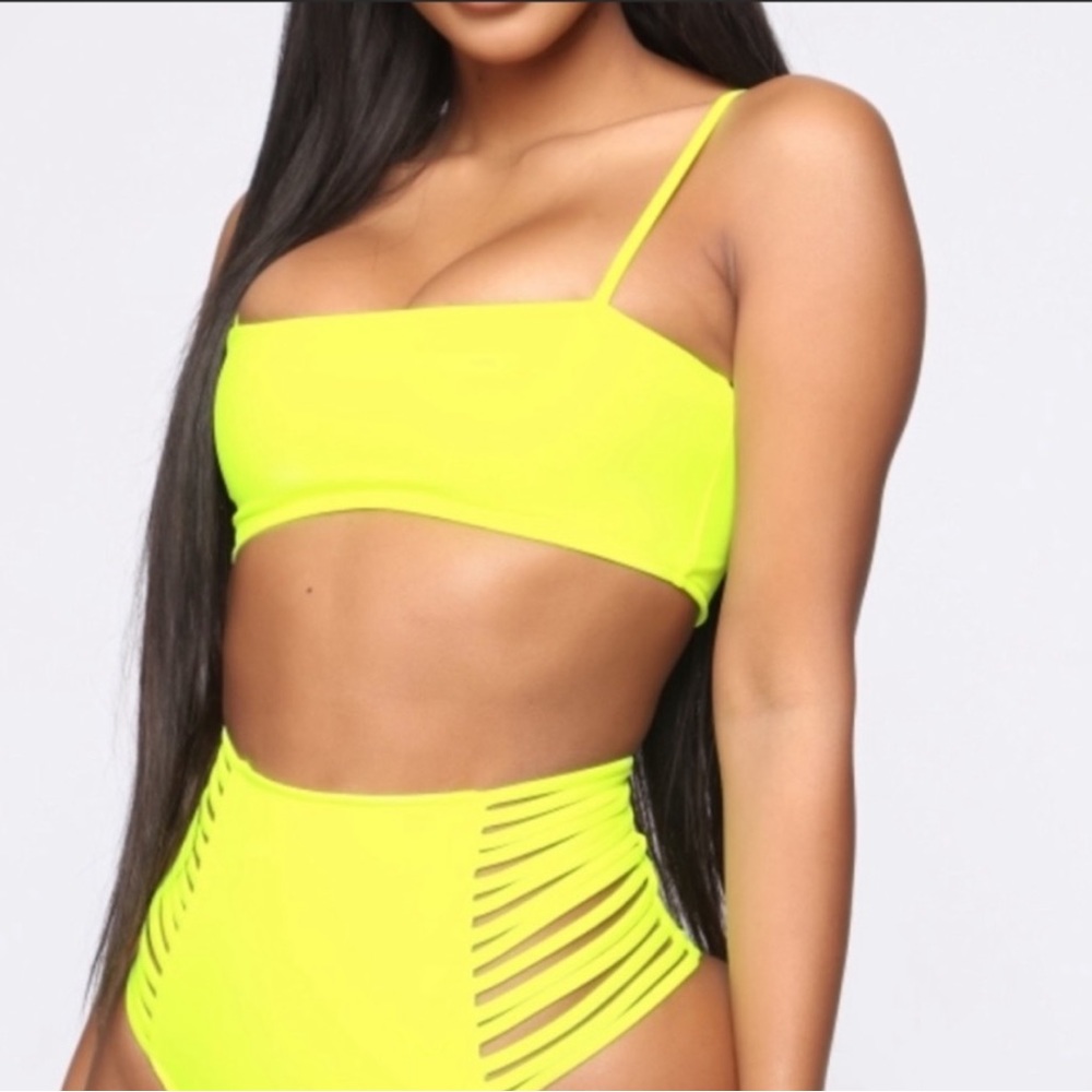 Fashion Nova neon yellow bikini top